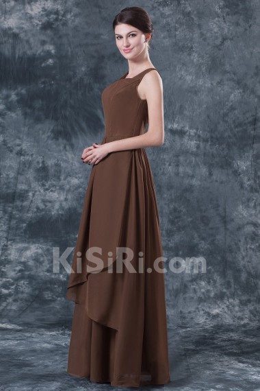 Chiffon Square Neckline Floor Length A-line Dress with Ruffle