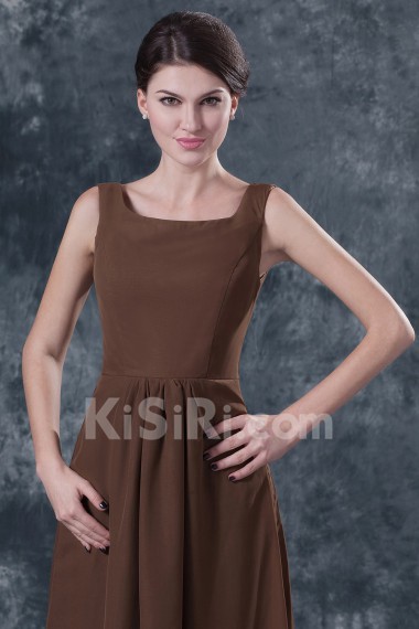 Chiffon Square Neckline Floor Length A-line Dress with Ruffle