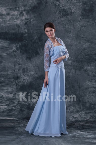 Chiffon Strapless Floor Length A-line Dress with Jacket