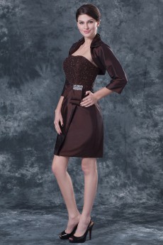 Taffeta Strapless Short Sheath Dress with Beaded and Jacket