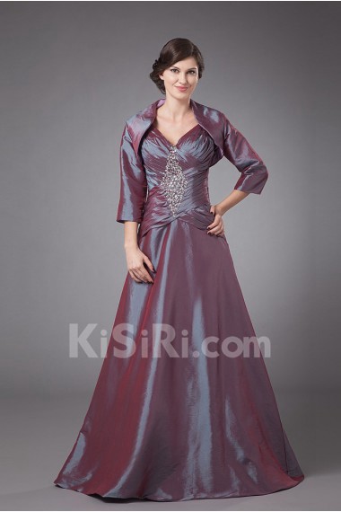 Taffeta Spaghetti Straps Floor Length A-line Dress with Jacket