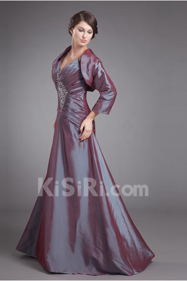 Taffeta Spaghetti Straps Floor Length A-line Dress with Jacket