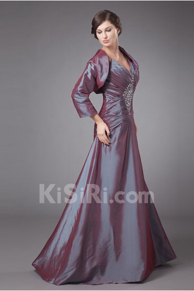 Taffeta Spaghetti Straps Floor Length A-line Dress with Jacket