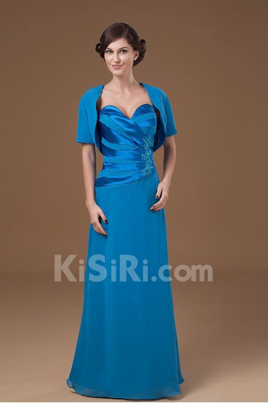 Satin Sweetheart Floor Length A-line Dress with Jacket