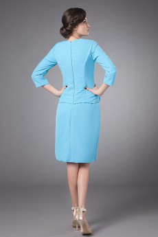 Chiffon Jewel Neckline Short Sheath Dress with Three-quarter Sleeves