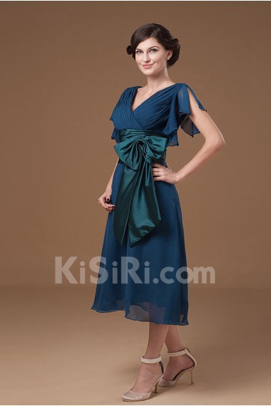 Chiffon V-Neckline Short Dress with Ruffle