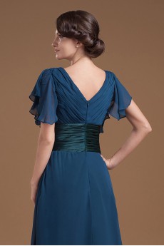 Chiffon V-Neckline Short Dress with Ruffle