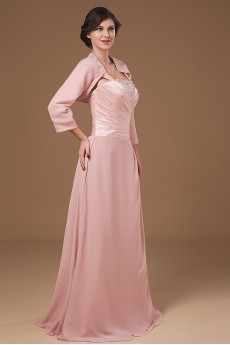 Chiffon and Charmeuse Straps Neckline A-line Dress with Jacket