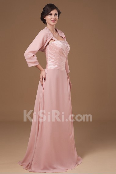 Chiffon and Charmeuse Straps Neckline A-line Dress with Jacket