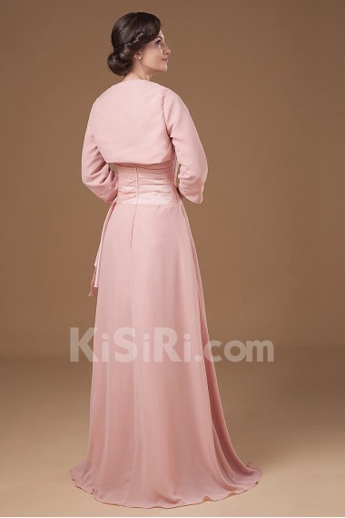 Chiffon and Charmeuse Straps Neckline A-line Dress with Jacket