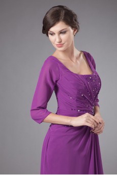 Chiffon Square Neckline Floor Length Column Dress