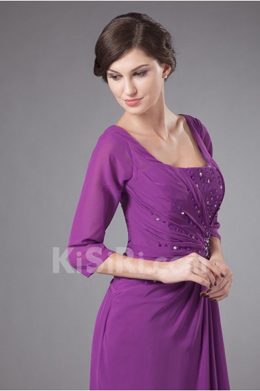 Chiffon Square Neckline Floor Length Column Dress