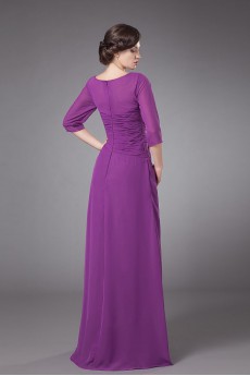 Chiffon Square Neckline Floor Length Column Dress