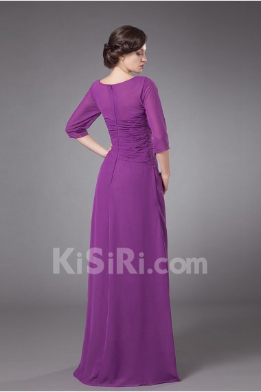 Chiffon Square Neckline Floor Length Column Dress