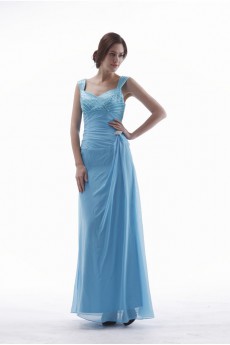 Chiffon Straps Neckline Ankle-Length Empire Dress with Ruffle