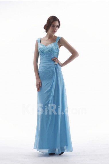 Chiffon Straps Neckline Ankle-Length Empire Dress with Ruffle