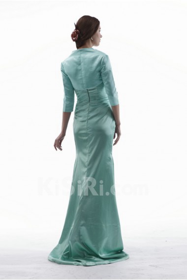 Charmeuse Sweetheart Floor Length Sheath Dress with Handmade Flowers and Jacket