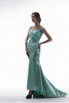 Charmeuse Sweetheart Floor Length Sheath Dress with Handmade Flowers and Jacket