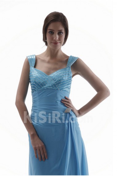 Chiffon and Satin Straps Neckline Ankle-Length Column Dress with Beaded and Jacket