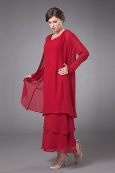 Chiffon Round Neckline Ankle-Length Column Dress with Jacket