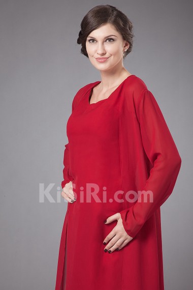 Chiffon Round Neckline Ankle-Length Column Dress with Jacket