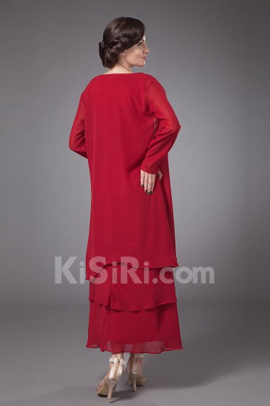 Chiffon Round Neckline Ankle-Length Column Dress with Jacket