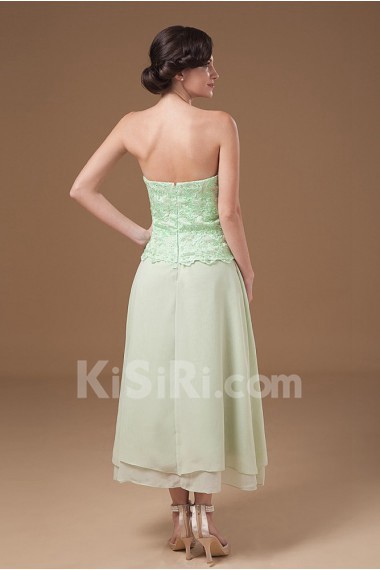 Chiffon Strapless Tea-Length A-line Dress with Jacket