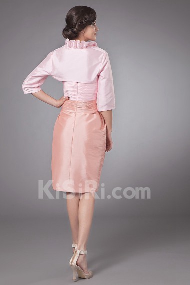 Taffeta Sweetheart Short Sheath Dress with Embroidery Flower and Jacket