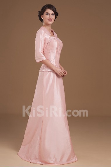 Taffeta Sweetheart Floor Length A-line Dress with Beaded and Jacket