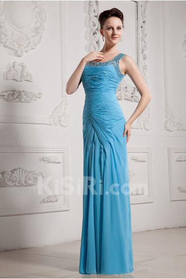 Chiffon Square Neckline Floor Length A-line Dress