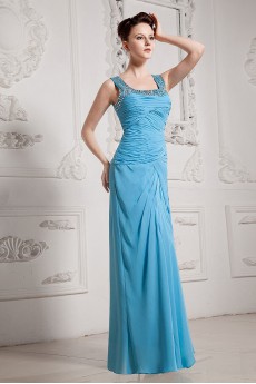 Chiffon Square Neckline Floor Length A-line Dress