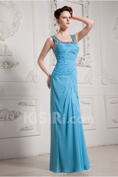 Chiffon Square Neckline Floor Length A-line Dress