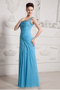 Chiffon Square Neckline Floor Length A-line Dress