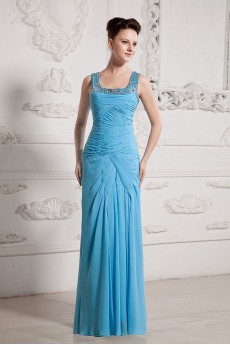 Chiffon Square Neckline Floor Length A-line Dress