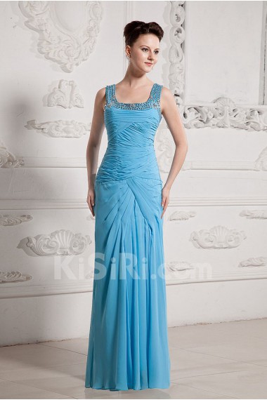 Chiffon Square Neckline Floor Length A-line Dress