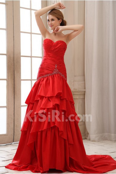 Taffeta Sweetheart A-line Dress with Ruffle