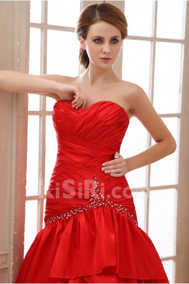 Taffeta Sweetheart A-line Dress with Ruffle