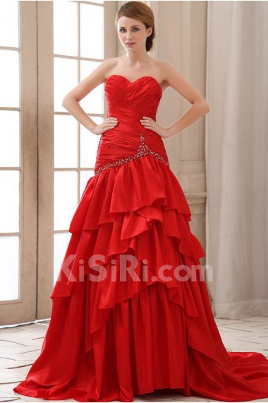 Taffeta Sweetheart A-line Dress with Ruffle