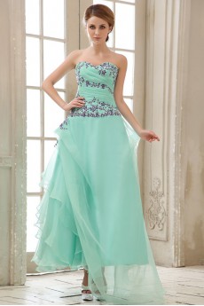 Chiffon Sweetheart Ankle-Length A-Line Dress