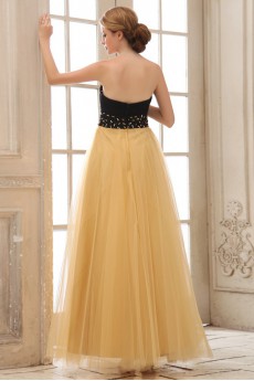 Tulle Sweetheart Ankle-Length A-line Dress with Pleated and Beaded