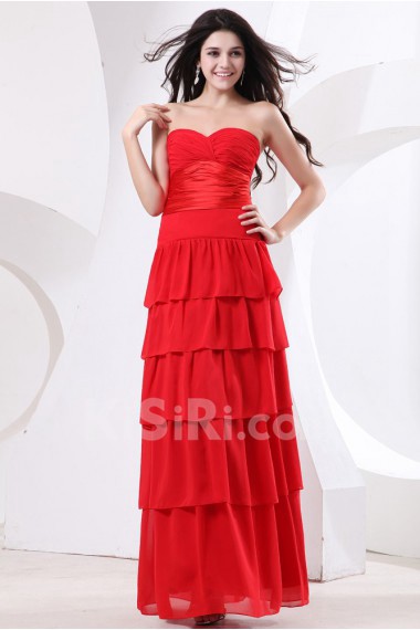 Chiffon Sweetheart Floor Length Empire Dress with Ruffle