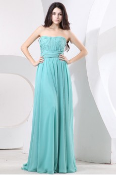 Chiffon Strapless Floor Length Empire Dress with Ruffle