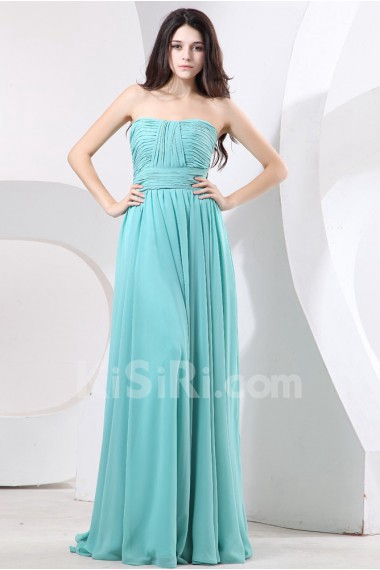 Chiffon Strapless Floor Length Empire Dress with Ruffle