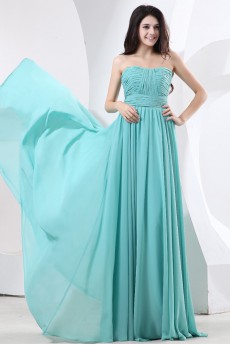 Chiffon Strapless Floor Length Empire Dress with Ruffle