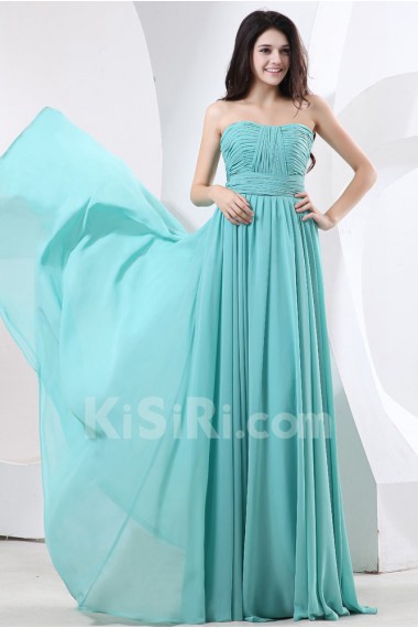 Chiffon Strapless Floor Length Empire Dress with Ruffle