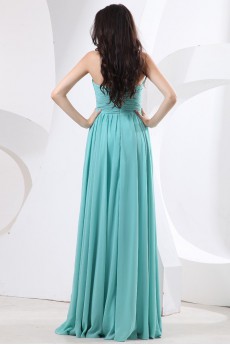 Chiffon Strapless Floor Length Empire Dress with Ruffle