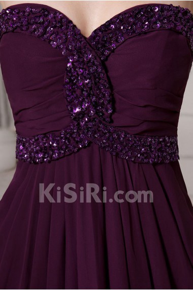 Chiffon Sweetheart Floor Length Column Dress with Beaded