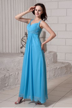 Chiffon Straps Neckline Ankle-Length Empire Line Dress