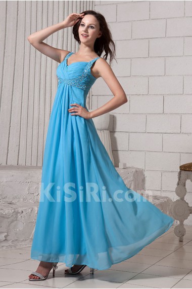 Chiffon Straps Neckline Ankle-Length Empire Line Dress