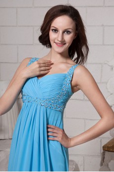 Chiffon Straps Neckline Ankle-Length Empire Line Dress